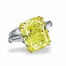 Fancy Simulated 4.60CT Yellow Cushion Cut Citrine Wedding 935 Silver Unique Ring