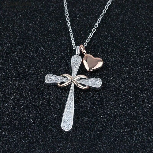 Heart Cross Necklace For Women 