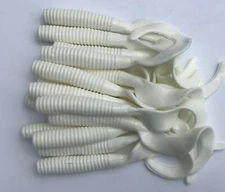 8" CURL TAIL GRUB,STRIPED BASS,BLUES,COD,FLUKE,PIKE,MUSKY, White (15)