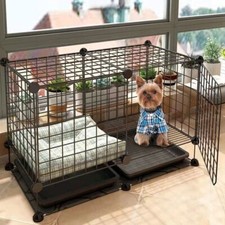 Dog Cage Puppy Training Crate Carrier Small Animals Metal Enclosure Pet Playpen