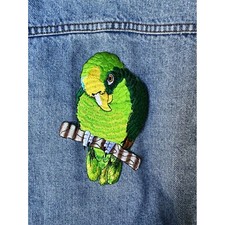 Shy Parrot Bird Iron On Patch Embroidered Applique DIY Crafts Decoration