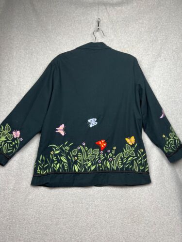 Quacker Factory Embroidered Floral Blazer Womens Size L Art to Wear Gannycore - Picture 2 of 10