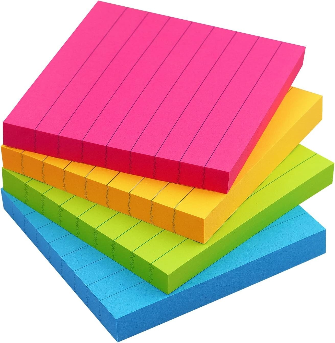 Bright Color Lined Sticky Notes 3x3 4 Pads 90 Sheets Self-Stick Notes-image