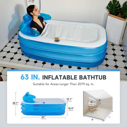 Compact Freestanding Inflatable Bathtub with Backrest & Armrests for Comfort - Picture 6 of 10