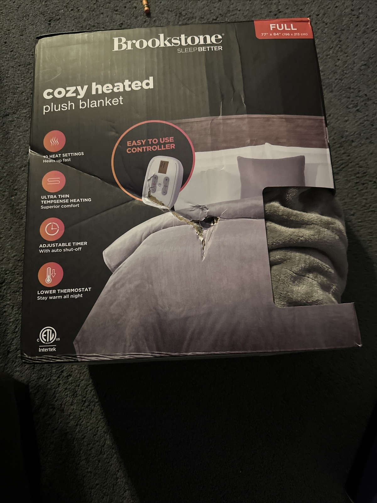 Full Heated Blanket Taupe - Brookstone