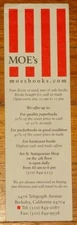 VINTAGE MOE'S BOOKS BOOKSTORE~BOOKSHOP AD BOOKMARK~BERKELEY~CALIFORNIA