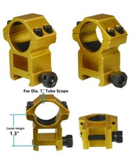 Scope Rings 1" Inch Extra High Heavy Duty Gold Aluminum Fits Weaver Picatinny
