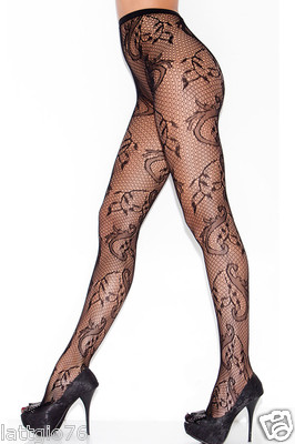Collant calze donna fantasia rete floreale sexy intimo lingerie