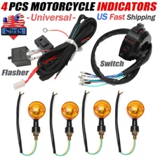 4 Motorcycle Indicator Wiring Loom Harness Relay Kit Turn Signals Lamp Universal
