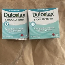 2 Dulcolax Stool Softener Ducosate 100mg Total 75 Liquid Gels 03/2026