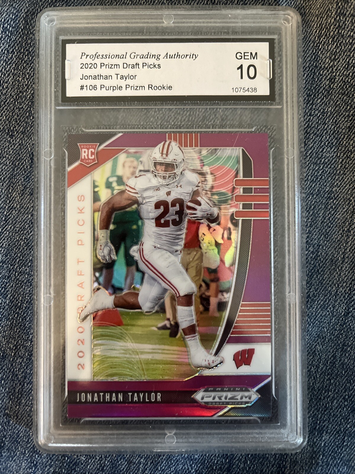 2020 Prizm Draft Picks Jonathan Taylor #106 Purple Prizm RC  PGA GEM 10