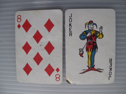 Vintage playing cards - Eight of Diamonds, Joker - Picture 1 of 2
