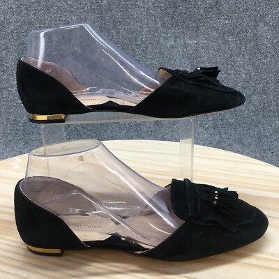 Adrienne Vittadini D'Orsay Womens 8.5M Black Almond Toe Slip ON Casual Suede