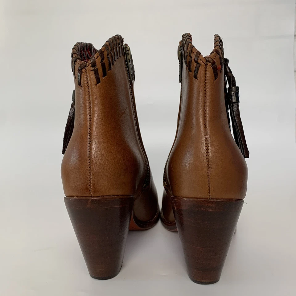 Trask Boots Brown Chelsea Zipper  Leather Tassel Western Mexico  Size 6 B - Image 4 of 4