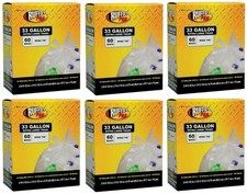 6 Berry 1124909 Ruffies Pro 60 Count 33 gallon .75 Clear Trash Garbage Bags