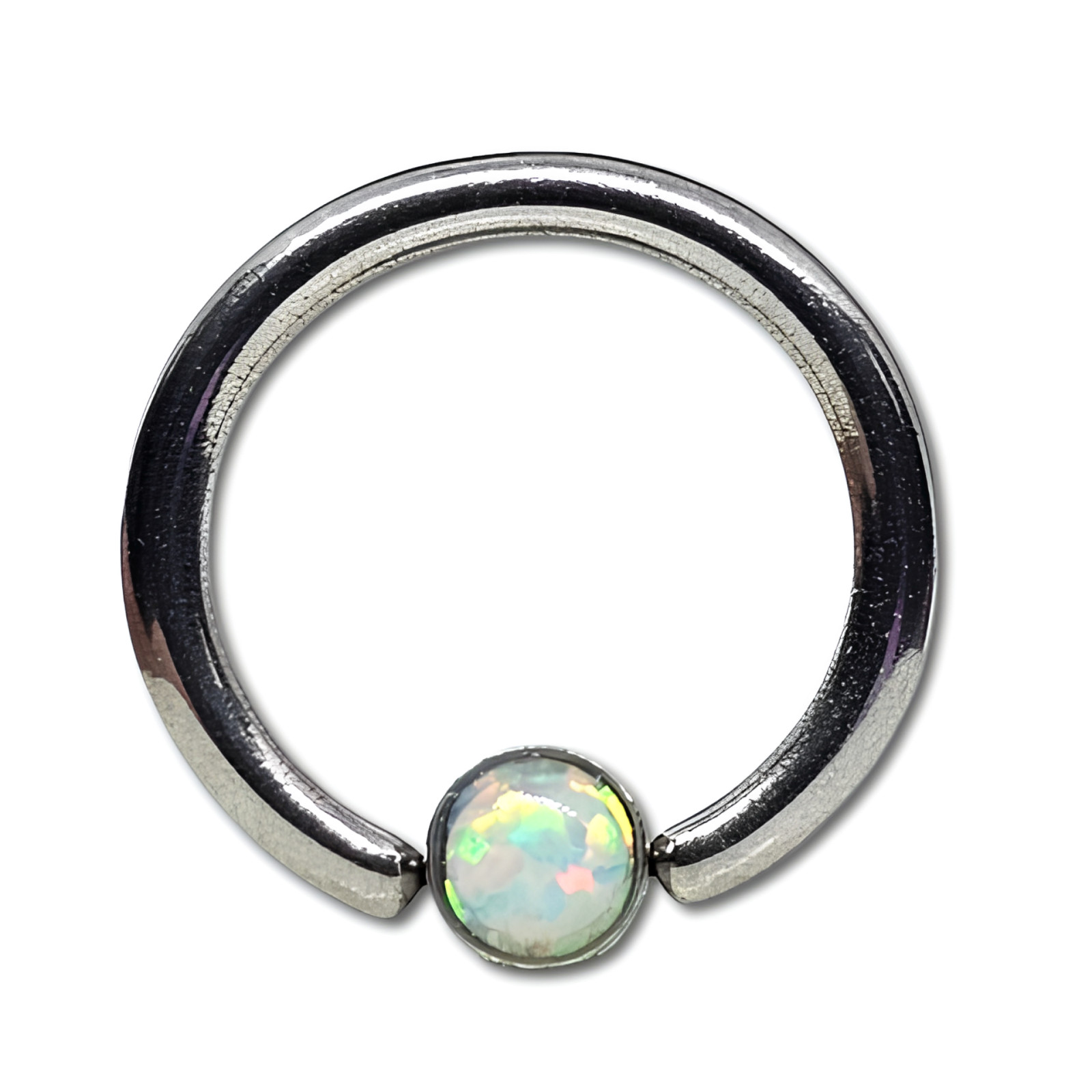 White AB Opal Septum Nose Ring 8mm BCR Captive 16g (1.2mm) Earring Jewellery