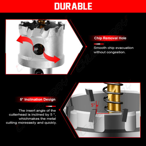 12pcs 5/8"- 2-1/8" Tungsten Carbide Tipped Hole Saw Kit Set for Stainless US - Picture 11 of 13