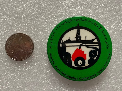 1980 World's Anti-Monopolist Conference Tripoli Libya SPLAJ Button Pin 2 1/8" - Picture 6 of 6