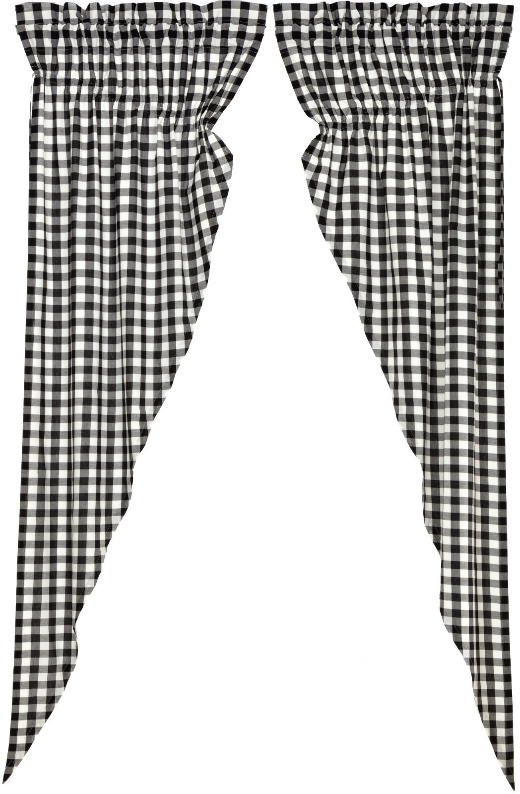 84" L Country Black White Drawstring Prairie Curtains Lined Annie Buffalo Check