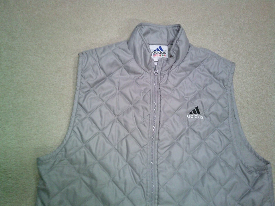 Chaleco Acolchado Adidas De Colección Para Hombre Pequeño Gris Reversible Foto 3 de 4