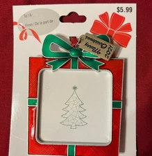 2021 Metal Mini Photo Ornament - Red  Square Present  By Studio Decor