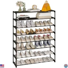 Calmootey 8-Tier Shoe Rack - Organizer for 40 Pairs, Stackable Wide Shelf, Black