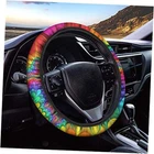 Rainbow Boho Ethnic Tie Dye Print Car Steering Wheel Cover