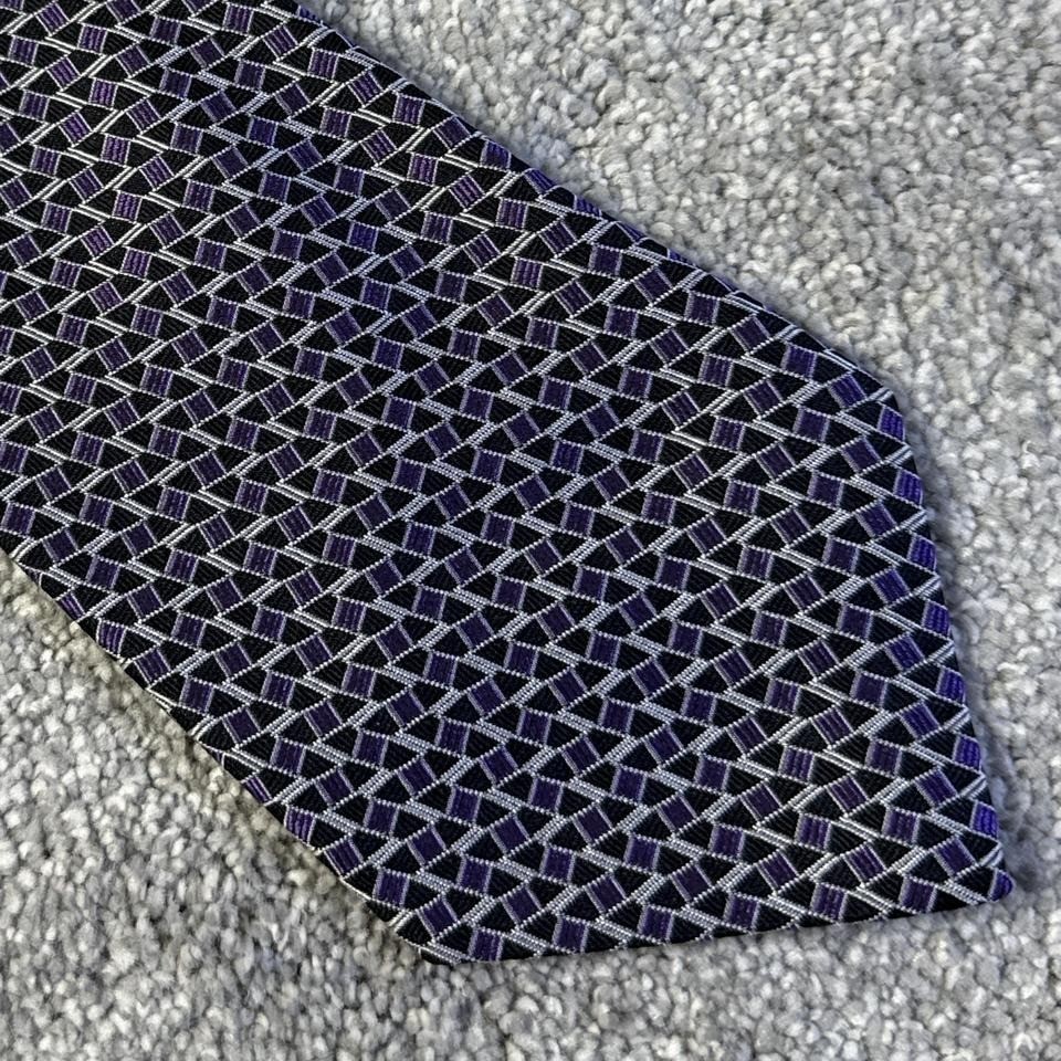 Vintage Polo Ralph Lauren Silk Tie Purple Black Geometric Italy