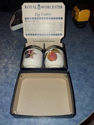  Vintage Royal Worcester Porcelain Egg Coddlers Evesham Brand New/Open Box!  