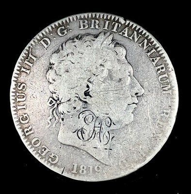1819 LX Great Britain GEORGE III 1 CROWN 0.925 Silver Coin KM