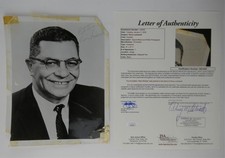 Vince Lombardi Signed 8x10 B&W Photo Head Coach Green Bay Packers HOF JSA LOA
