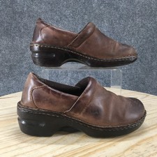 BOC Born Concept Shoes Womens 8 M Slip On Peggy Clogs Brown Leather Round Toe