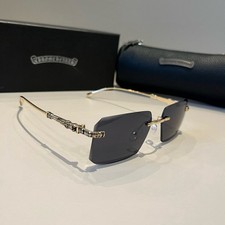 Chrome Hearts Gold-Rimless Sunglasses with Engraved Temples