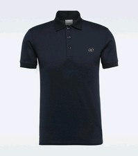 Burberry Men's Logo Cotton/silk Polo Shirt Coal Blue XXL NWT 798