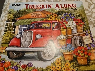 Lang Truckin' Along 2025 Wall Calendar By Susan Winget's Red Trucks FAST DELIVER
