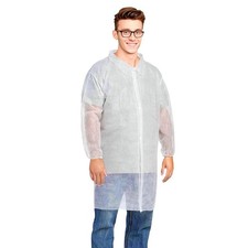 White Disposable Polypropylene Lab Coats Elastic Wrists 10 Count 4X-Large Size