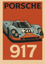 Porsche Logo Timeline Poster 12x8in Metal Sign Emblem 911 Boxter Garage Car vk