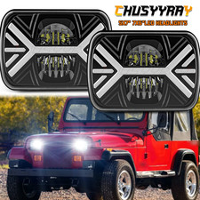 2pcs 5x7 7x6 Square Led Headlights High Low Beam For Jeep Wrangler Yj 1987-1995