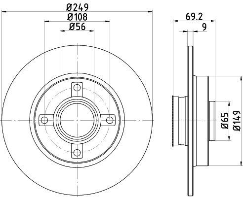 HELLA 8DD 355 123-281 BRAKE DISC Rear (SINGLE)