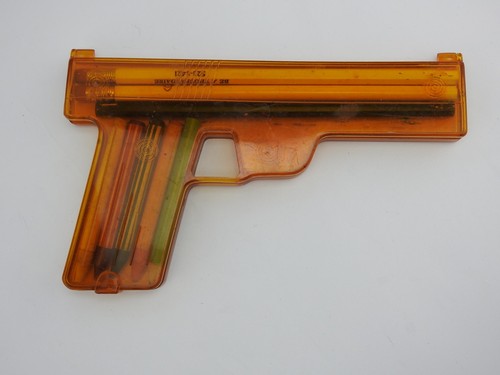 Vintage Dixon Gun Shaped Pencil Case Pencil Box Amber Orange Plastic School