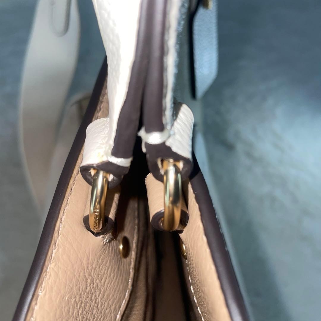 COACH Dempsey 40 Shoulder Bag 2way Leather Tote Bag Beige White  Authentic thumbnail 15