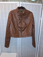 PLT  Brown, crop faux leather jacket, Size 12 /  14, NWT. See full description