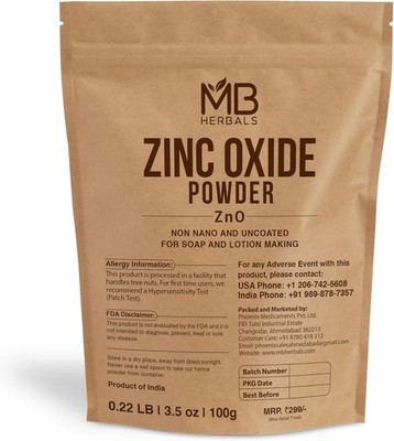MB Herbals Zinc Oxide Powder 3.5 oz | Uncoated & Non-Nano | for DIY Sunscreen Lo