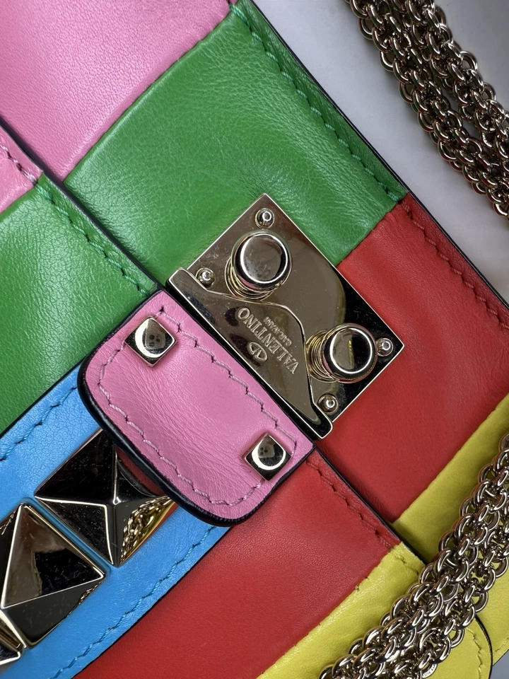 Valentino Garavani Rockstud Colorblock Glam Lock Flap Rainbow Mini Shoulder Bag - Image 2 of 4
