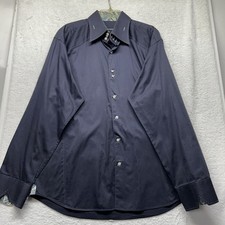 Bogosse Mens Size 6 2XL Navy Blue Long Sleeve Button Up Shirt V3 