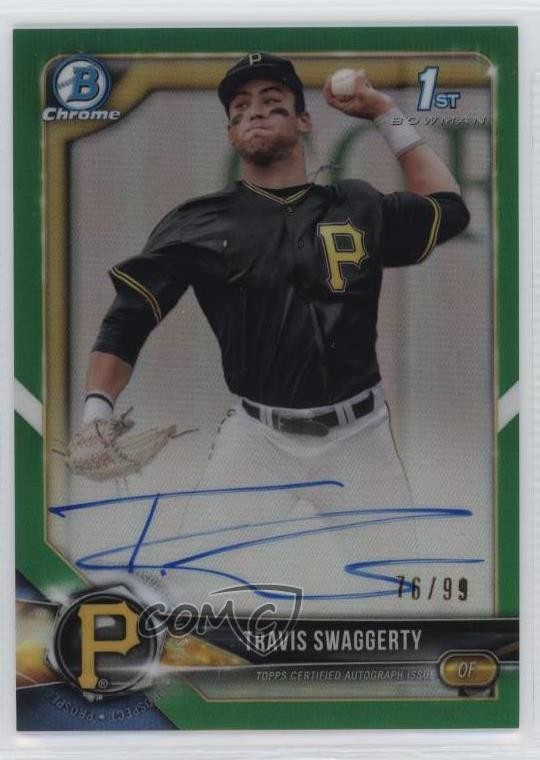2018 Bowman Draft Chrome Pick Green Refractor 76/99 Travis Swaggerty Auto 2a9