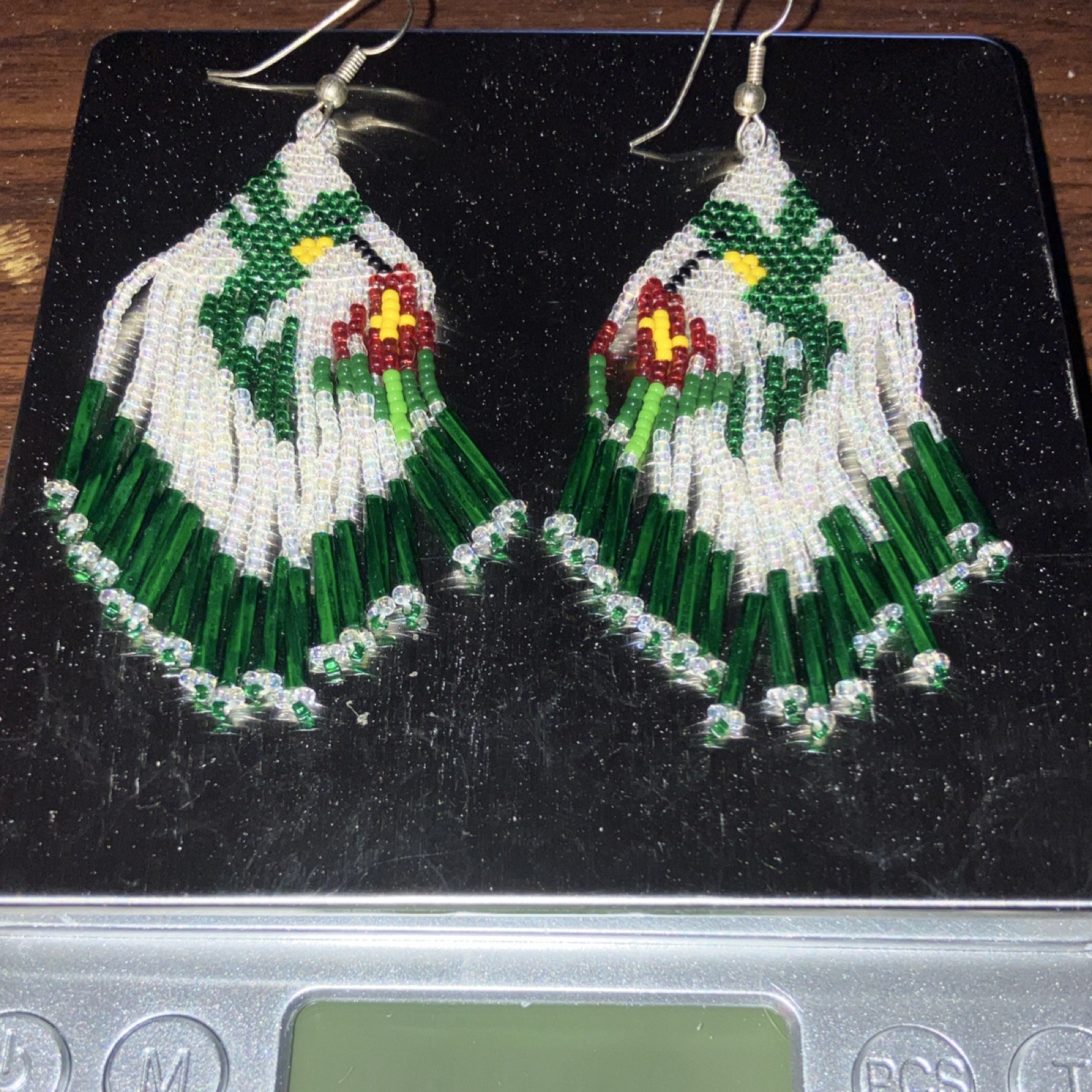 Handmade Beaded Dangle Earrings Native American S… - image 1