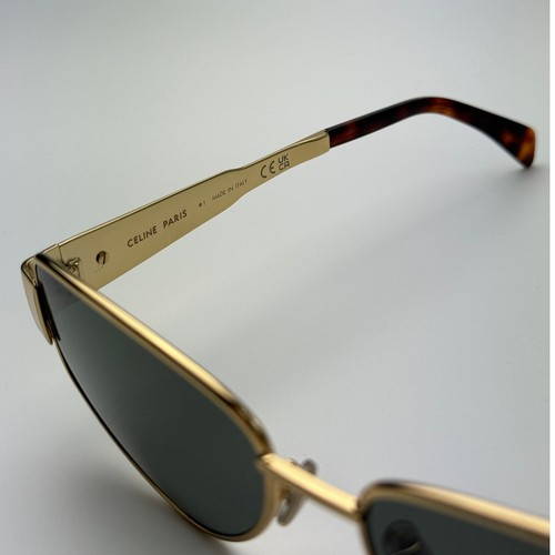 NEW Celine Sunglasses Metal Triomphe CL40293U 30N Gold Green - 第 5/12 張圖片