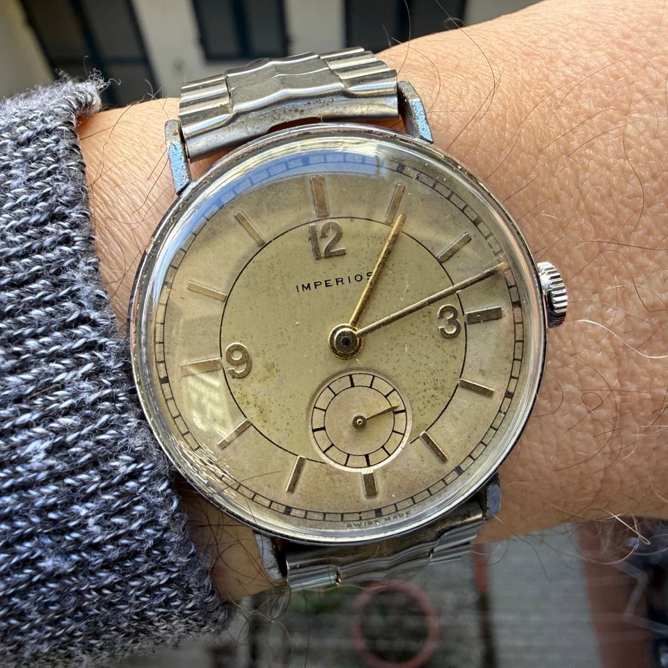 Orologio Uomo Imperios Vintage 1940 Cal AS 970 manuale quadrante bitonale - Immagine 2 di 4