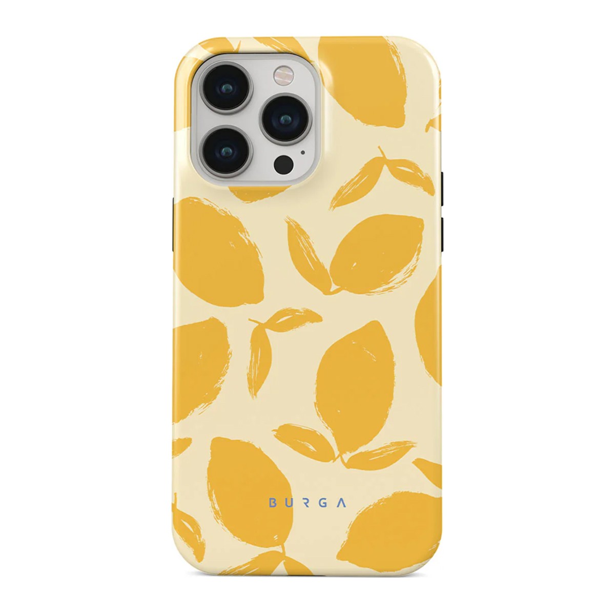 Coque iPhone 14 Pro Jaune Burga Tarte au Citron Protection Antichoc Double Couche